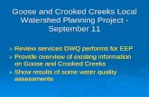 Goose and Crooked Creeks Local Watershed Planning ... Creek Study Biomonitoring of the Goose Creek Catchment DWQ Yadkin Pee Dee Basinwide Water Quality Management Plan A Preliminary
