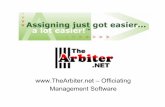 –Officiating Management Software · Logging On: Type in the e-mail address you supplied to your Assigner, then type in your password. Your initial password will be your last name.