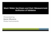 Wash Water Sanitizers and their Measurement Water Sanitizers and their Measurement Verification of Validation Presented by: Karan Khurana Pulse Instruments Irrigation, Pre‐Cooling