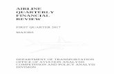 AIRLINE QUARTERLY FINANCIAL REVIEW QUARTERLY FINANCIAL REVIEW FIRST QUARTER 2017 MAJORS DEPARTMENT OF TRANSPORTATION OFFICE OF AVIATION ANALYSIS COMPETITION AND POLICY ANALYIS DIVISION