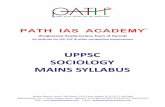 UPPSC SOCIOLOGY MAINS SYLLABUS - Path Academypathiasacademy.com/optional_subject/1410257448UPSC SOCIO (ENG... · UPPSC SOCIOLOGY MAINS SYLLABUS Raipur Branch : ... Modernity and social