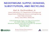 NEODYMIUM: SUPPLY, DEMAND, SUBSTITUTION, … SUPPLY, DEMAND, SUBSTITUTION, AND RECYCLING ... (each lanthanide is different) ... (Rare Earth Alternatives in Critical Technologies)