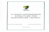 A GOOD GOVERNANCE STRUCTURE FOR AUSTRALIAN CRICKET · A GOOD GOVERNANCE STRUCTURE FOR AUSTRALIAN CRICKET ... A GOOD GOVERNANCE STRUCTURE FOR AUSTRALIAN CRICKET ... on this project