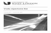 Viola repertoire list - | London College of Music · PDF file · 2016-09-20Viola repertoire list . 1 January 2011 – 31 December 2018 . ... Scales and common chord arpeggios of the