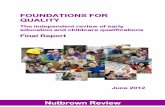 FOUNDATIONS FOR QUALITY - … · early education and care has the potential to ... my Review have demonstrated the increasing ... hold level 2 qualifications in English and mathematics