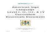 American Sign Language Level I, II, III, & IV Curriculum ... BVSD Curriculum Essentials 1 American Sign Language Level I, II, III, & IV Curriculum Essentials Document Boulder Valley