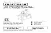 Operator’s Manual 10 in. COMPOUND MITER SAW …c.sears.com/assets/own/00921241e.pdf1 1 Operator’s Manual 10 in. COMPOUND MITER SAW WITH STAND AND LASER TRAC® Model No. 137.212410