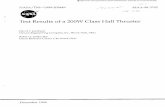Test Results of a 200W Class Hall Thruster - NASA · Test Results of a 200W Class Hall Thruster ... (SPT's) have been flown on Russian spacecraft since ... Flow calibrations