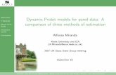 Dynamic Probit models for panel data: A comparison … 3 Methods Monte Carlo Study Simulation results Conclusions Dynamic Probit models for panel data: A comparison of three methods