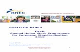 POSITION PAPER Draft Annual Union Work Programme for ... · Annual Union Work Programme for European Standardisation 2018 ... Work Programme for European Standardisation for 2018.