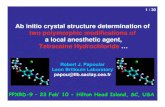 Ab initio crystal structure determination of two ... · Ab initio crystal structure determination of two polymorphic modifications of a local anesthetic agent, Tetracaine Hydrochloride