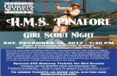 H.M.S. Pinafore - GIRLSCOUTSNYC . Pinafore Special $35 Balcony Tickets for Girl Scouts Includes special NYGASP patch and backstage tour Limited Availablity - Orders must be