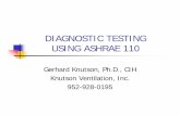 DIAGNOSTIC TESTING USING ASHRAE 110 · DIAGNOSTIC TESTING USING ASHRAE 110 Gerhard Knutson, Ph.D., CIH Knutson Ventilation, Inc. 952-928-0195