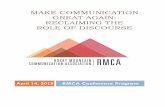 MAKE COMMUNICATION GREAT AGAIN: … COMMUNICATION GREAT AGAIN: RECLAIMING THE ROLE OF DISCOURSE Page 3 SESSION 1 8:30 AM – 9:45 AM 1.1 Examining Culture through Popularized Fictional
