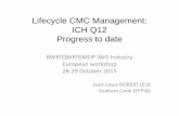 Lifecycle CMC Management: ICH Q12 Progress to date · Lifecycle CMC Management: ICH Q12 Progress to date ... quality system over lifecycle of product and ... Lifecycle Management