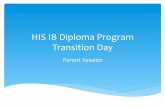 HIS IB Diploma Program Transition Day · * The HIS IB DP handbook * Sample ... * Teacher/DP presentations * G12 Subject Information Sessions/Exhibition * Action ... * HIS expects