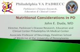 John E. Duda, MD - Parkinson’s Disease Research ... E. Duda, MD Director, Parkinson’s Disease Research, ... Compared the effect of a plant-food menu to an omnivorous menu on motor
