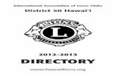 Lions Directory - Aloha! Kauai North Shore Lions JACK KAMPFER d50dgjack@aol.com ... Lualualei, Makakilo-Kapolei, Waianae ZONE II CLUBS: Koolauloa, Mililani, Oahu Central ... KAREN