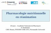 Pharmacologie nutritionnelle en réanimation nutritionnelle en réanimation U 1073 nutriment (s) pharmaconutriment(s) énergie protéines cible cible - +-Nutrition clinique : concept