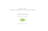 Coding Theory Cryptography - Mathematical and …bowman/m422/m422.pdf · Math 422 Coding Theory & Cryptography John C. Bowman University of Alberta Edmonton, Canada October 15, 2015
