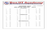 ANSWER KEY JEE-MAIN ONLINE - 2015 - Best IIT JEE ... RAO IIT ACADEMY / JEE - MAIN / ONLINE EXAM - 2015 / SOLUTIONS 9. As collisions are elastic and masses are equal, velocities of
