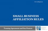 SMALL BUSINESS AFFILIATION RULES SMALL BUSINESS AFFILIATION RULES Teaming Agreements and Size Protests