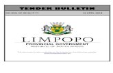 TENDER BULLETIN - coghsta.limpopo.gov.za BULLETIN2… · limpopo provincial tender bulletin no 02g of 2017/18 fy, 13 april 2018 not for sale page 2 table of contents page no. 1. reporting