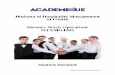 Diploma of Hospitality Management SIT50416 Monitor Work ...€¦ · Handout Monitor Work Operations 27may16 Diploma of Hospitality Management SIT50416 Monitor Work Operations SITXMGT001