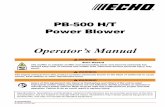 Operator’s Manual - ECHO USA€¦ · The Operator’s Manual ... ON / OFF Primer Bulb Choke Control ... † Take periodic breaks to minimize repetition and rest your hands.