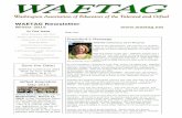 WAETAG Newsletter · WAETAG Newsletter Winter 2015  In This Issue Gifted Education Day 2015 Student Scholarship Opportunity Celebration of Talent 2015 WAETAG ...