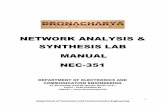 NETWORK ANALYSIS & SYNTHESIS LAB MANUAL NEC …gnindia.dronacharya.info/.../NETWORK_ANALYSIS_SYNTHESIS_LAB.pdf · NETWORK ANALYSIS & SYNTHESIS LAB MANUAL NEC-351 ... SYLLABUS FOR