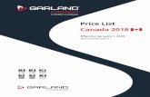 Price List Canada 2018 - Garland Canada€¦ · US Range Regal Series Infra-Red Cheesemelters _____ 28 Garland E24 Series Heavy-Duty ... Garland Canada reserves the right to change