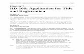 RD-108: Application for Title and Registration - Michigan€¦ · Chapter 7: RD-108 – Application for Title and Registration Page 1 Revised April 2017. Chapter 7 . RD-108: Application