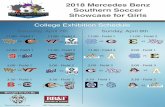 2018 Mercedes Benz Southern Soccer - ienvironments.com€¦ · 2018 Mercedes Benz Southern Soccer 2018 Showcase for Girls Ladies Southern Soccer Showcase College Exhibition Schedule
