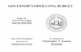 GOVERNOR’S OPERATING BUDGET - New Hampshire · GOVERNOR’S OPERATING BUDGET Budget for Fiscal Years ending June 30, 2018-2019 State of New Hampshire As submitted by Department