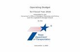 Operating Budget - ftp.dot.state.tx.usftp.dot.state.tx.us/pub/txdot-info/fin/op-budget-fy16.pdf · Operating Budget for Fiscal Year 2016 Submitted to the Governor’s Office of Budget,