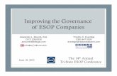 Improving the Governance of ESOP Companies - Krieg … 2015 Tri-State ESOP... · Improving the Governance of ESOP Companies ... responsible for hiring and evaluating senior ... •