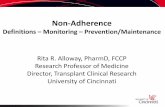 Non-Adherence Definitions – Monitoring – Prevention ... · Non-Adherence Definitions – Monitoring – Prevention/Maintenance ... Psychologic disorder ... Musculoskeletal Care