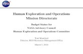 Human Exploration and Operations Mission Directorate · 03.03.2016 · Human Exploration and Operations Mission Directorate Budget Status for ... Nitrogen/Oxygen Recharge System tank,
