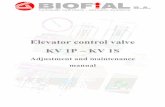 Elevator control valve KV 1P – KV 1S - Biofial Hydraulicsbiofial.gr/biofial/downloand/manuals/KV1P-S.EN.pdf · 1 By-pass adjustment H Manual lowering valve HP Hand pump ... By-pass