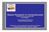 Recent Research in Comprehension · Recent Research in Comprehension ... and Oral Vocabulary in grades 1-3 ... of Students at “grade level” in RC, ORF, and Vocab in grades 1-3