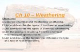 Ch 10 Weathering - MR. TILLMAN MR. ANDERSON EARTH … · 2.List and describe the types of mechanical weathering. ... water & gravity 2. ... rocks on the earth's surface, reacts with