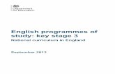 English programmes of study: key stage 3 - Established … · English programmes of study: key stage 3 . ... develop an appreciation and love of reading, ... rain’ by commenting