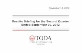 Results Briefing for the Second Quarter Ended September 30 ... · Results Briefing for the Second Quarter Ended September ... TODA Philippines, Inc. ABTD, ... Results Briefing for