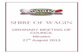 SHIRE OF WAGIN · OPERATIONAL PROCEDURES ... subdivision/amalgamation of Lot 65, ... Conversion of Oak Husks to Electricity and Steam ...