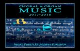 CHORAL & ORGAN MUSIC - stpaulschestnuthill.orgstpaulschestnuthill.org/wp-content/uploads/2018/04/Music-List-Pub... · Liturgical choral & Organ Music 2017-2018 SEPTEMBER 17 The 10:30