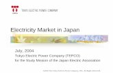 Electricity Market in Japan - TEPCO · Electricity Market in Japan July, 2004 Tokyo Electric Power Company ... power plant, additional supply capacity is not made available soon if