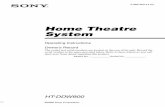 Home Theatre System - Sony eSupport · not expressly approved in this manual could void ... Programming the remote ... VIDEO 3 IN/PORTABLE AV IN VIDEO L AUDIO R MEMORY/ ENTER