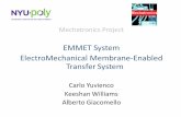 EMMET System ElectroMechanicalMembrane …engineering.nyu.edu/mechatronics/projects/ME3484/Fall...EMMET System ElectroMechanicalMembrane-Enabled Transfer System Carlo Yuvienco Keeshan