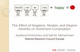 The Effect of Negators, Modals, and Degree Adverbs on ... · linguistic analysis help understand how modifiers ... phrases involving negators, modals, and degree adverbs ... acts